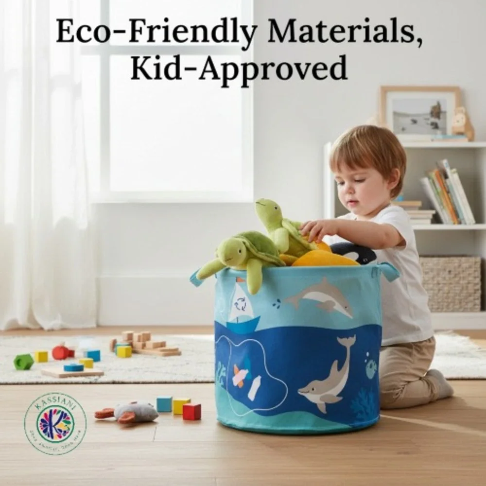 IKEA BLÅVINGAD Storage Bag – Ocean Animals Print, Recycled & Kid‑Friendly
